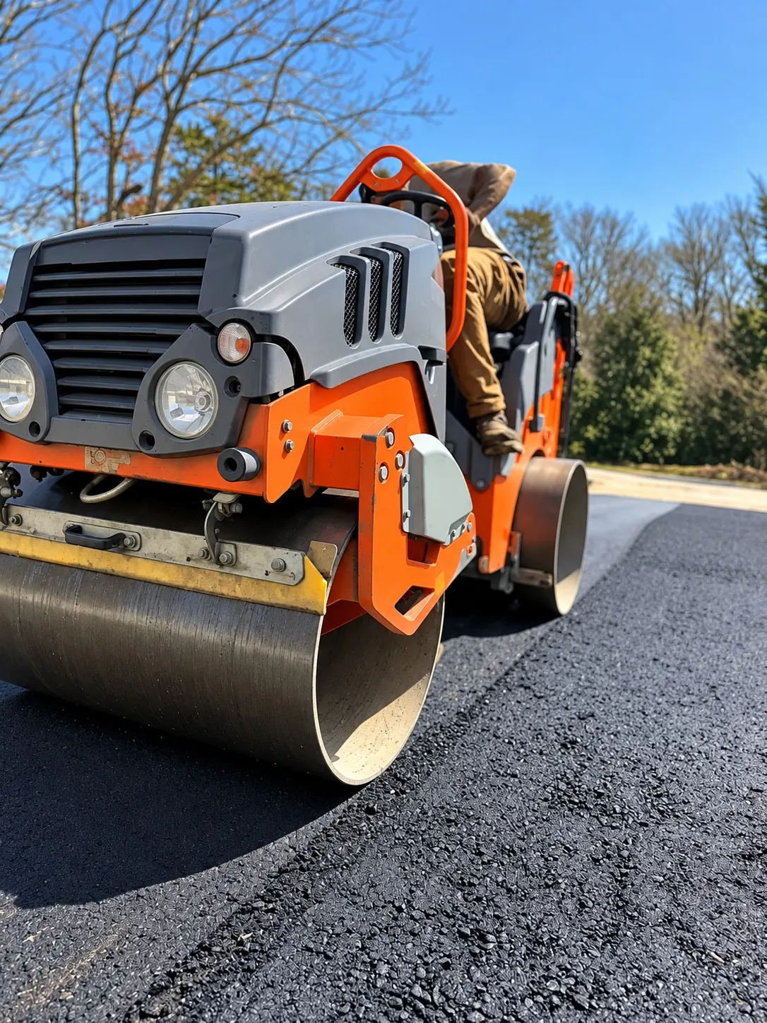 Asphalt paving work in progress on a Cape Cod driveway